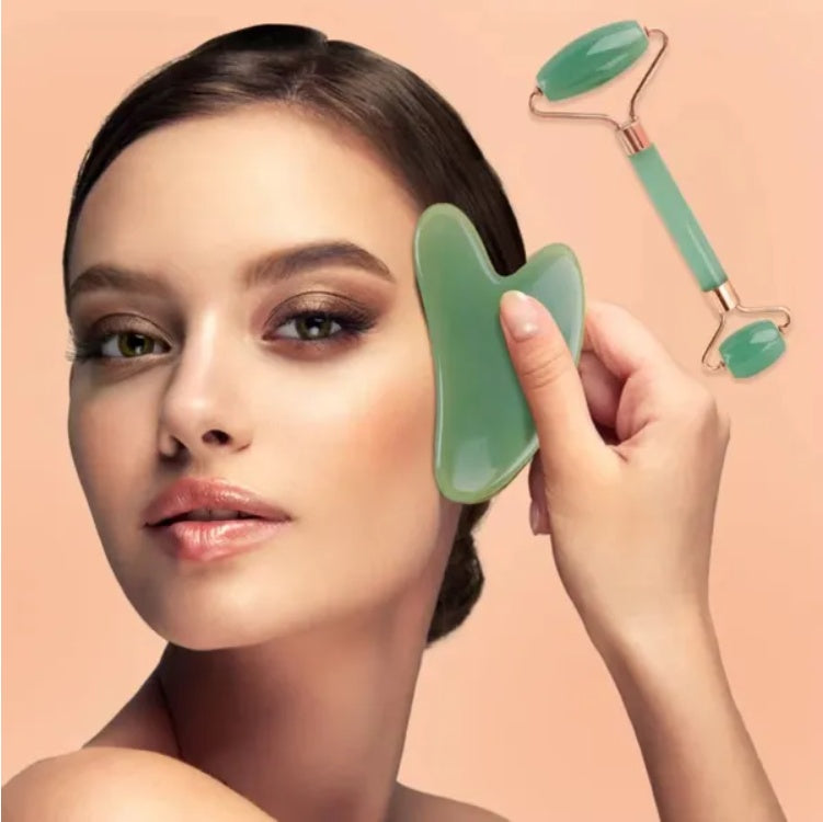 Guasha Board 2PCS Massage Stone For Facial Body Skincare Roller