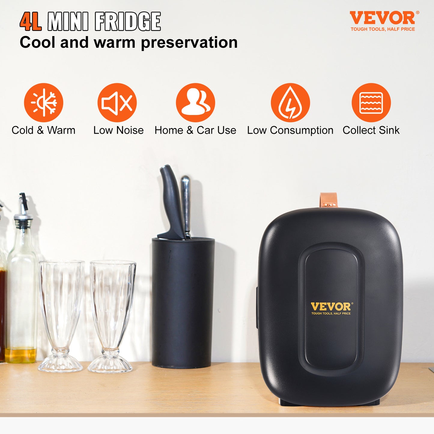 Vevor Mini Fridge, 4 Liter 6 Can Small Refrigerator For Beverage Skincare & Cosmetic